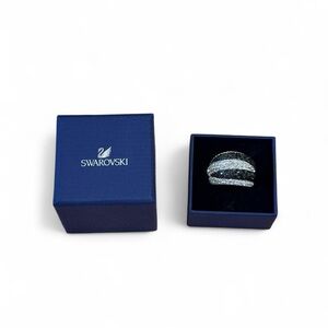 Swarovski Crystal Swirl Ring in Silver and Blue Box